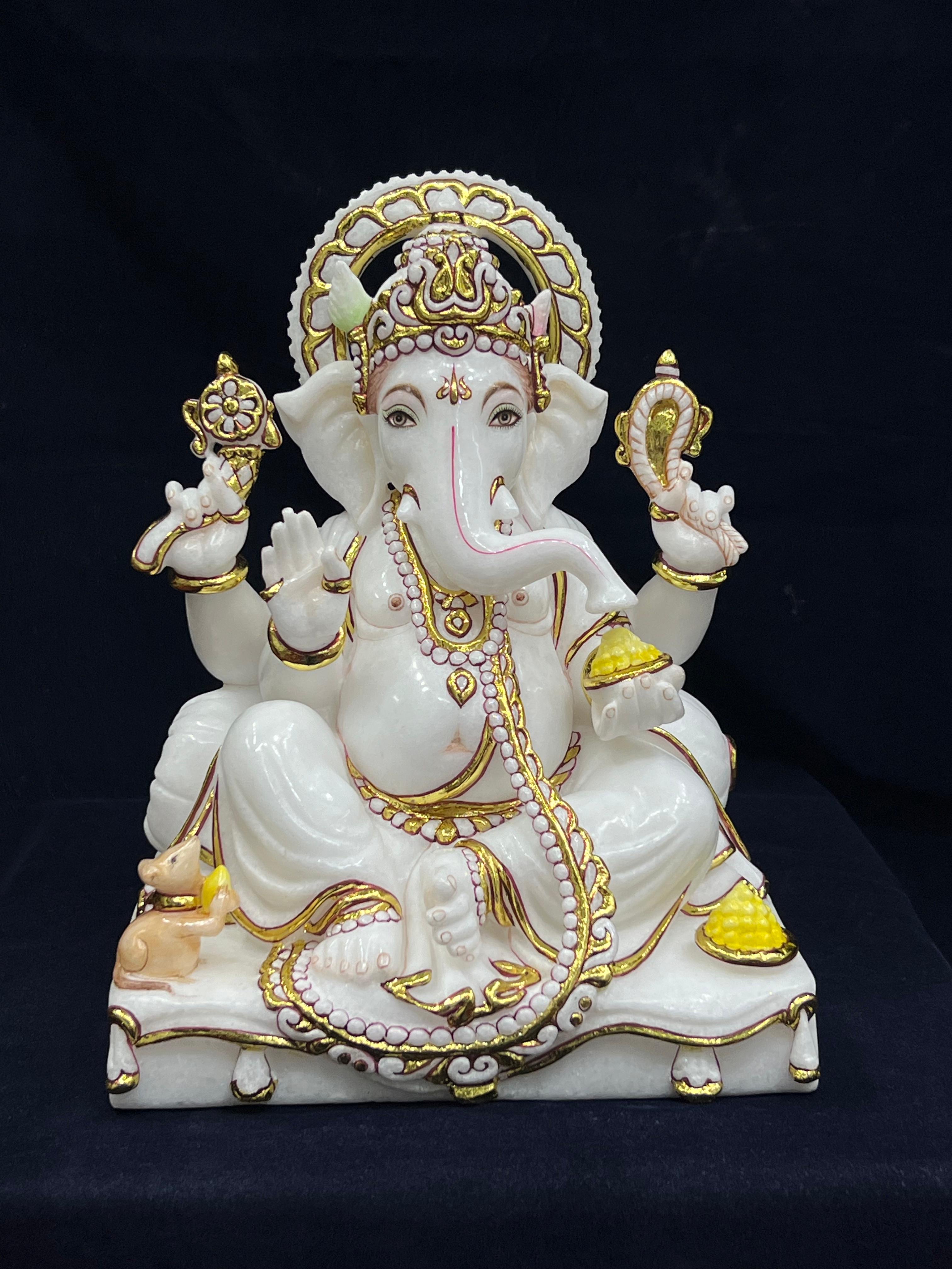 Sacred Marble Sanctuary - Handcrafted Hindu Temple Detailed Carving Traditional Indian Architecture